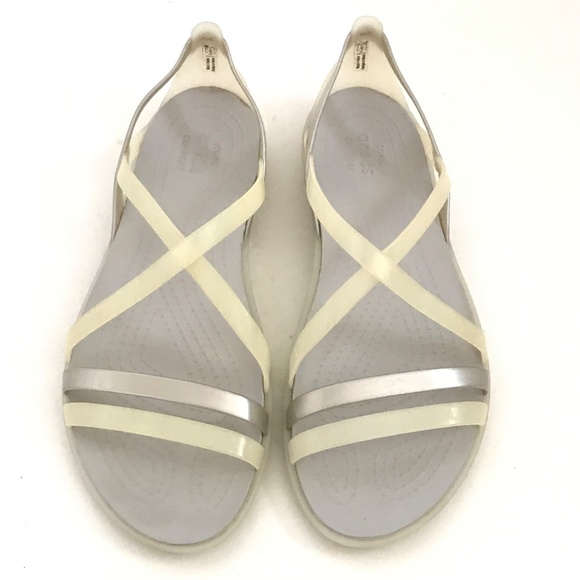 CROCS Isabella Strappy Sandals Flat Comfort Sandals Yellow Women’s  Size 8 - Picture 4 of 16